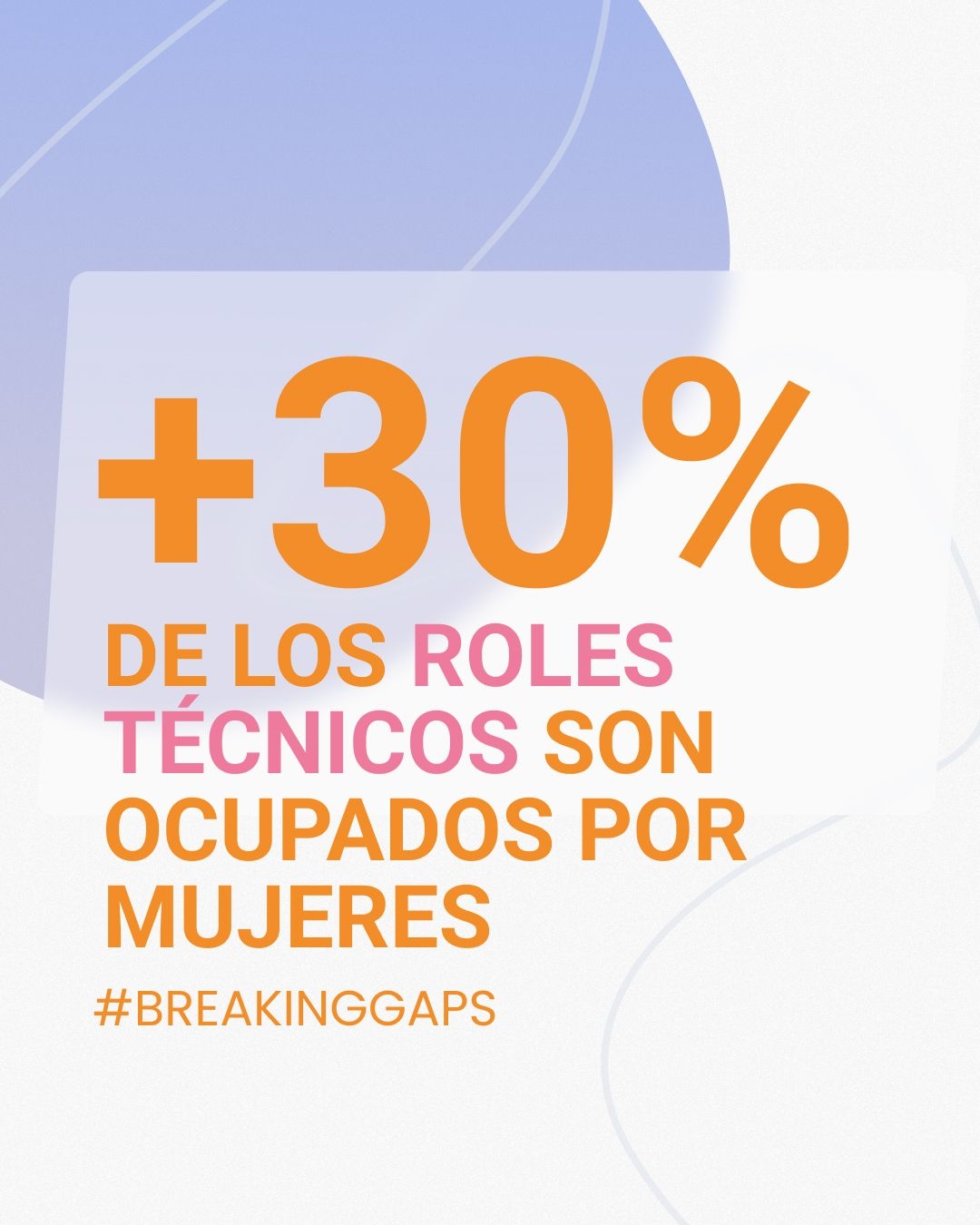 +30% DE LOS ROLES TÉCNICOS SON OCUPADOS POR MUJERES